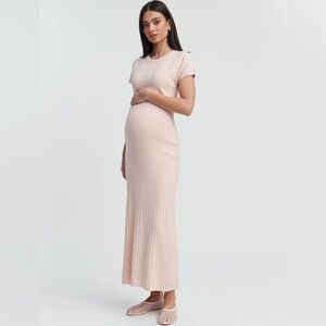 Legoe Heritage MAGNOLIA T RIBBED SWEATER MATERNITY DRESS PEONY PINK Size Small